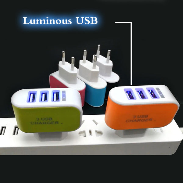 3 Ports Multiple Wall USB Smart Charger Adapter