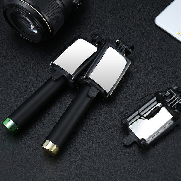 Wired Handheld Selfie Stick Monopod With Mirror