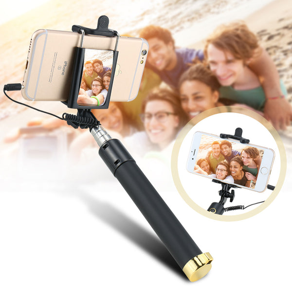 Wired Handheld Selfie Stick Monopod With Mirror