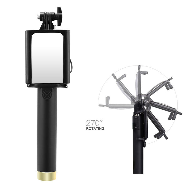 Wired Handheld Selfie Stick Monopod With Mirror