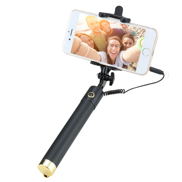 Wired Handheld Selfie Stick Monopod With Mirror