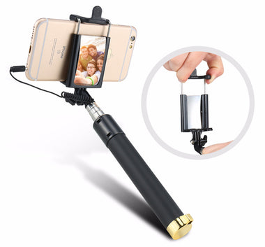 Wired Handheld Selfie Stick Monopod With Mirror